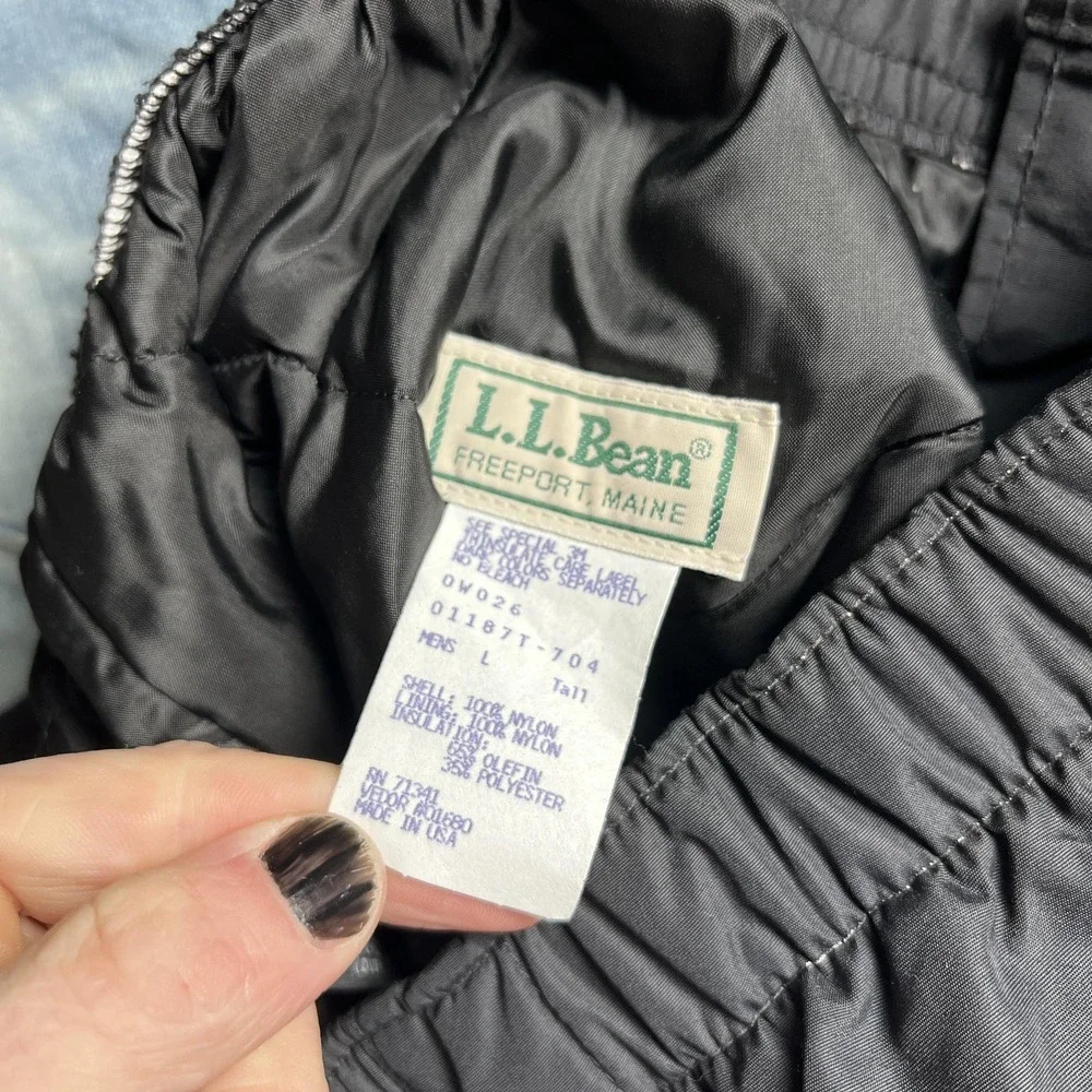 Vintage L.L. Bean Pants Mens LT‎ Black Thinsulate Nylon Insulated Snow Ski USA